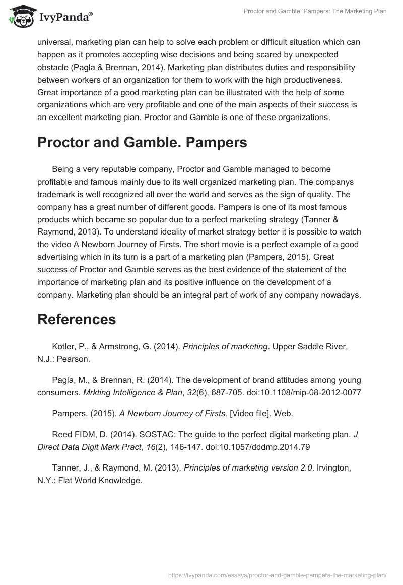 Proctor and Gamble. Pampers: The Marketing Plan. Page 2