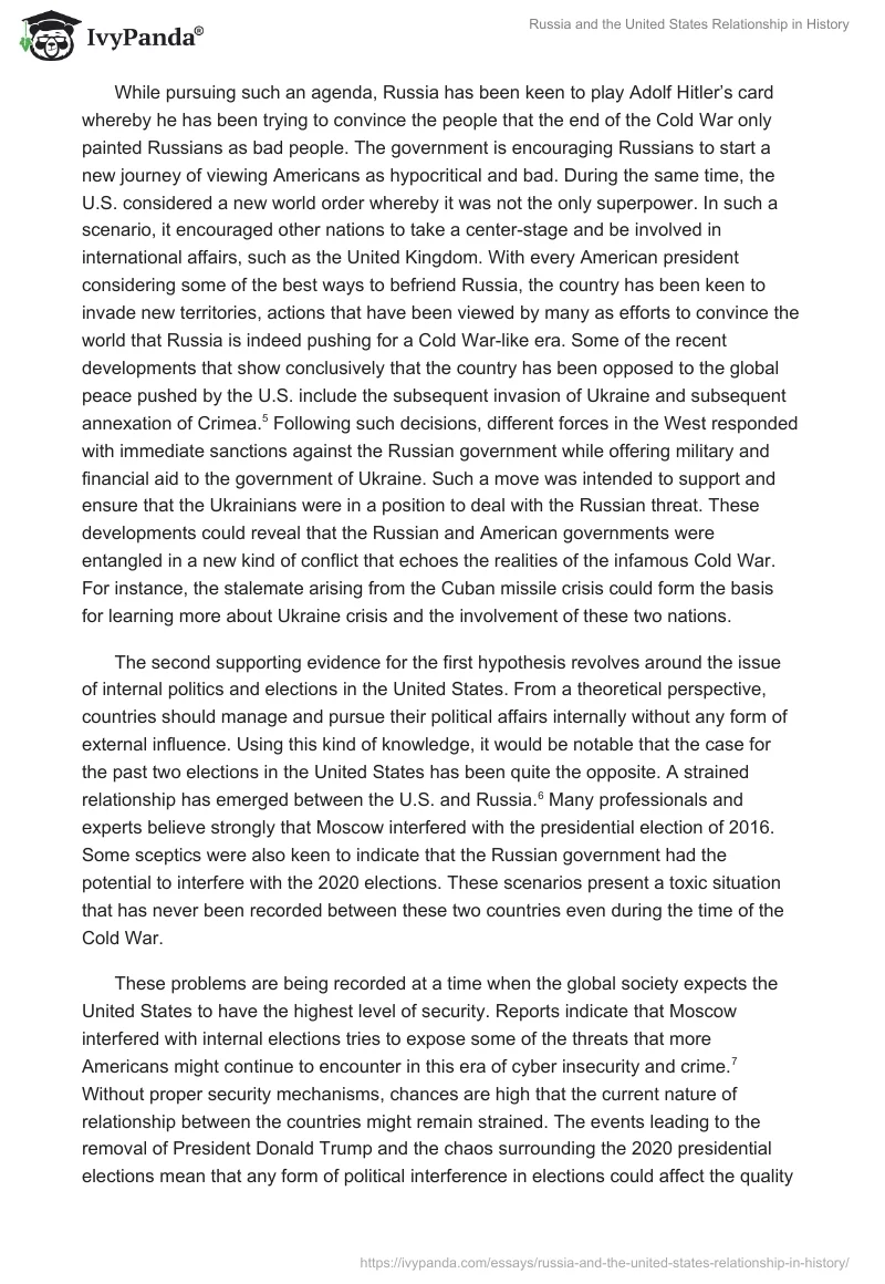 Russia and the United States Relationship in History. Page 3