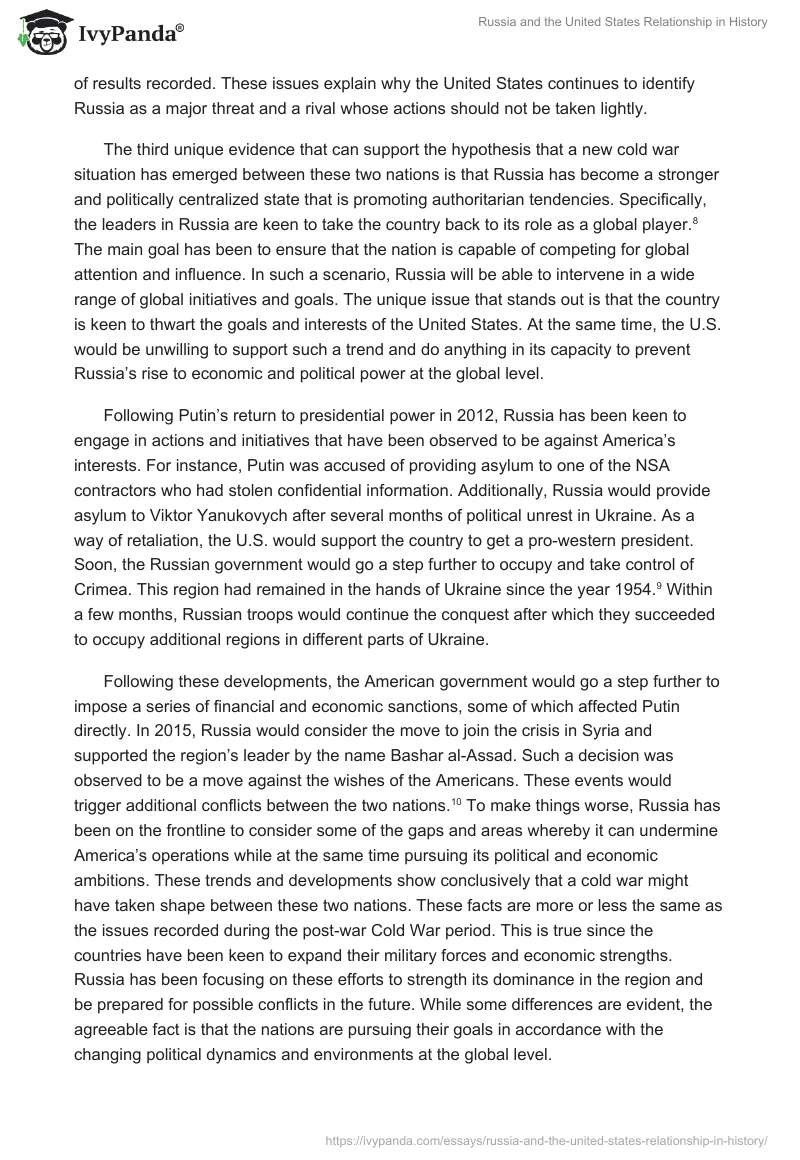 Russia and the United States Relationship in History. Page 4
