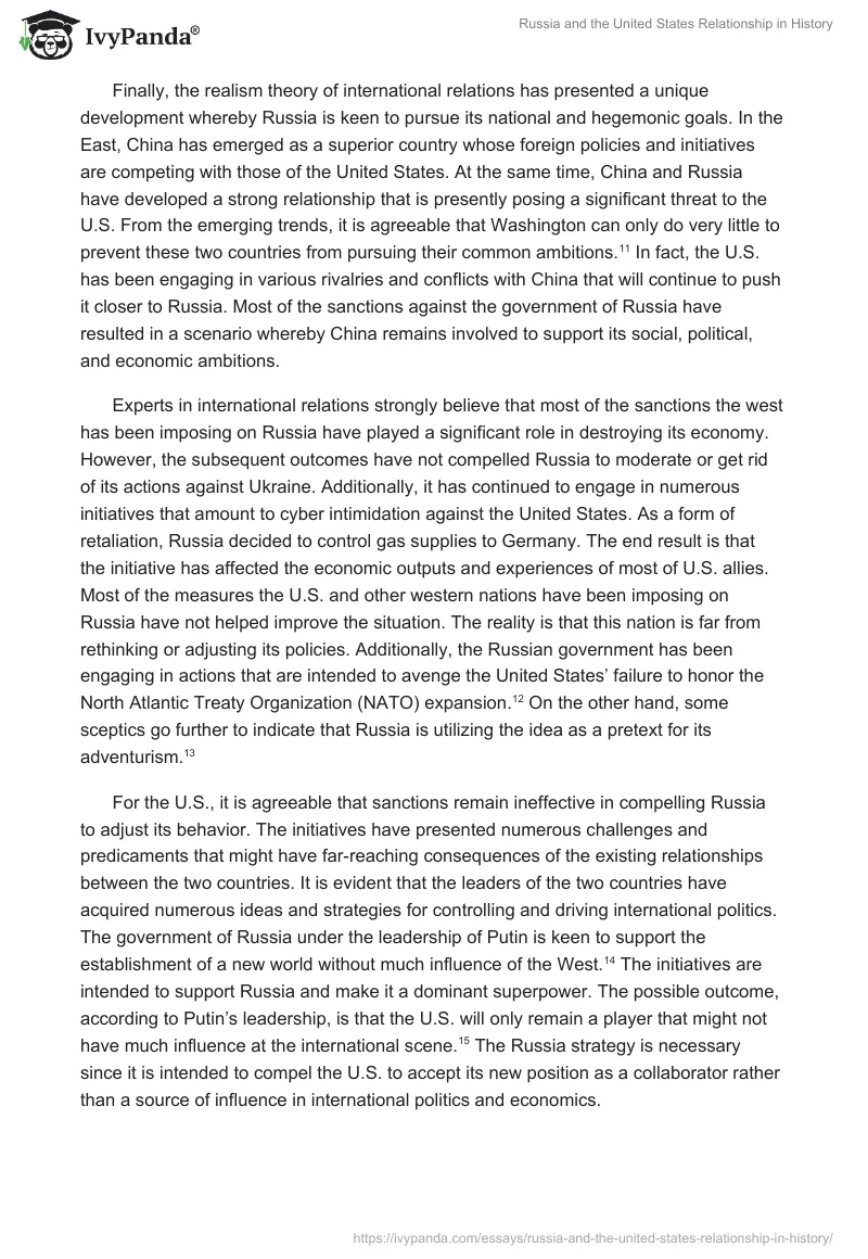 Russia and the United States Relationship in History. Page 5