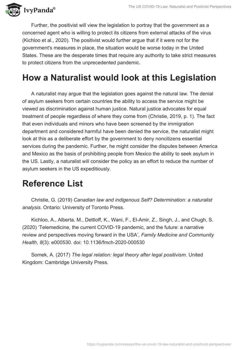 The US COVID-19 Law: Naturalist and Positivist Perspectives. Page 2