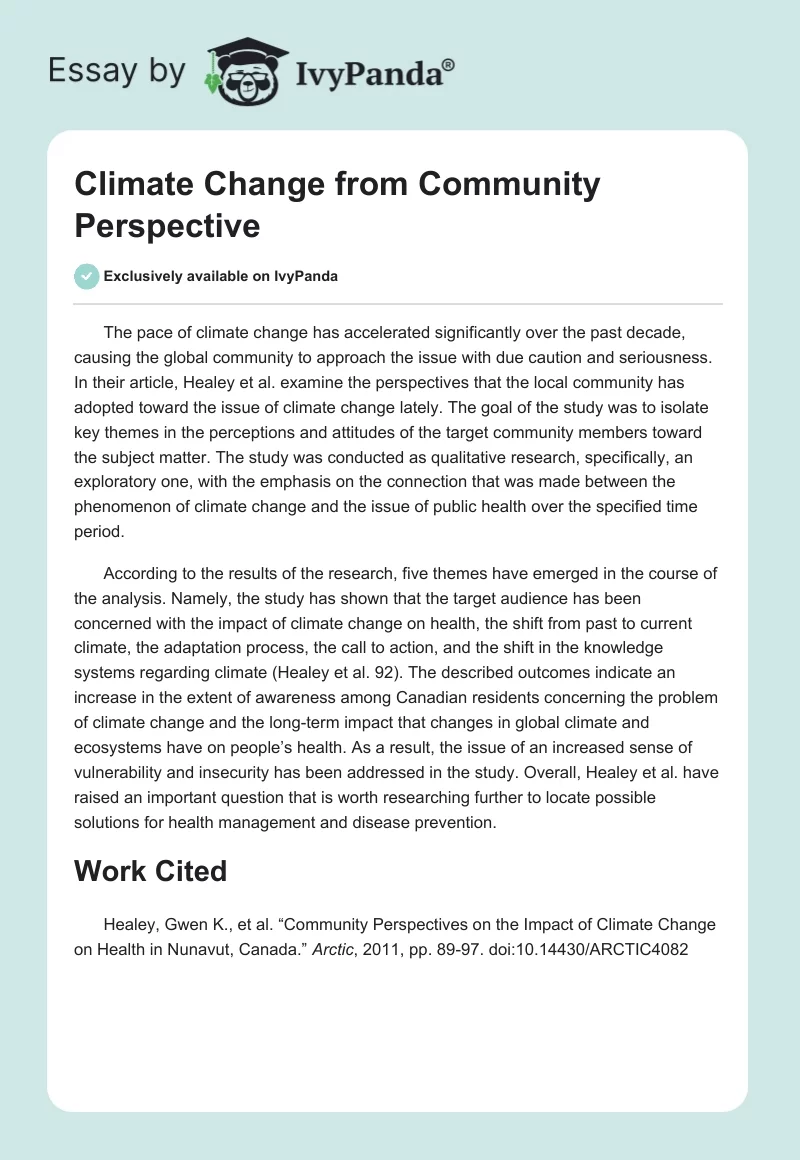 Climate Change From Community Perspective. Page 1