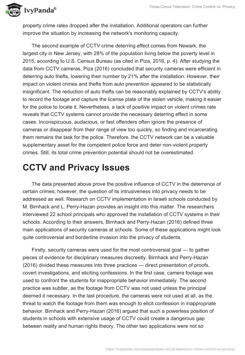 Close-Circuit Television: Crime Control vs. Privacy. Page 2