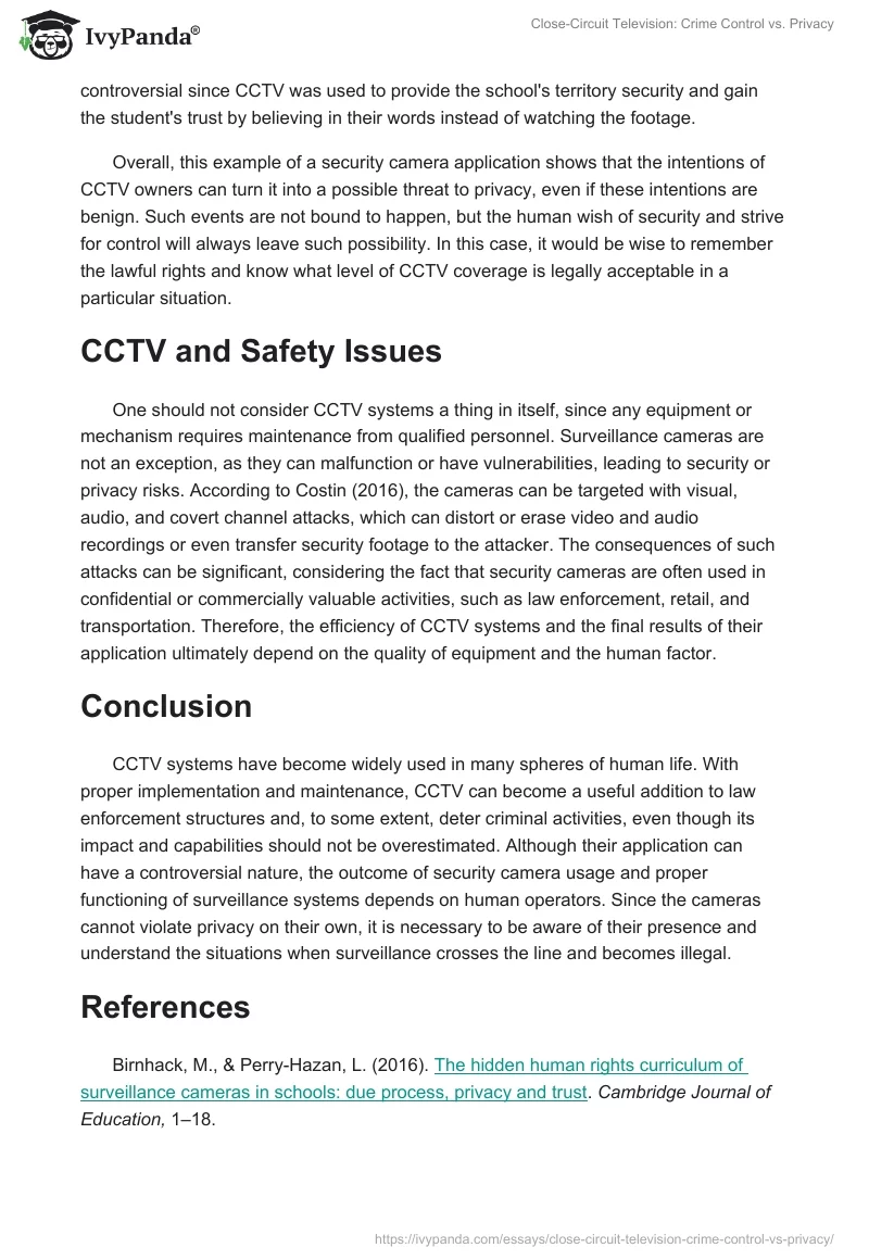 Close-Circuit Television: Crime Control vs. Privacy. Page 3