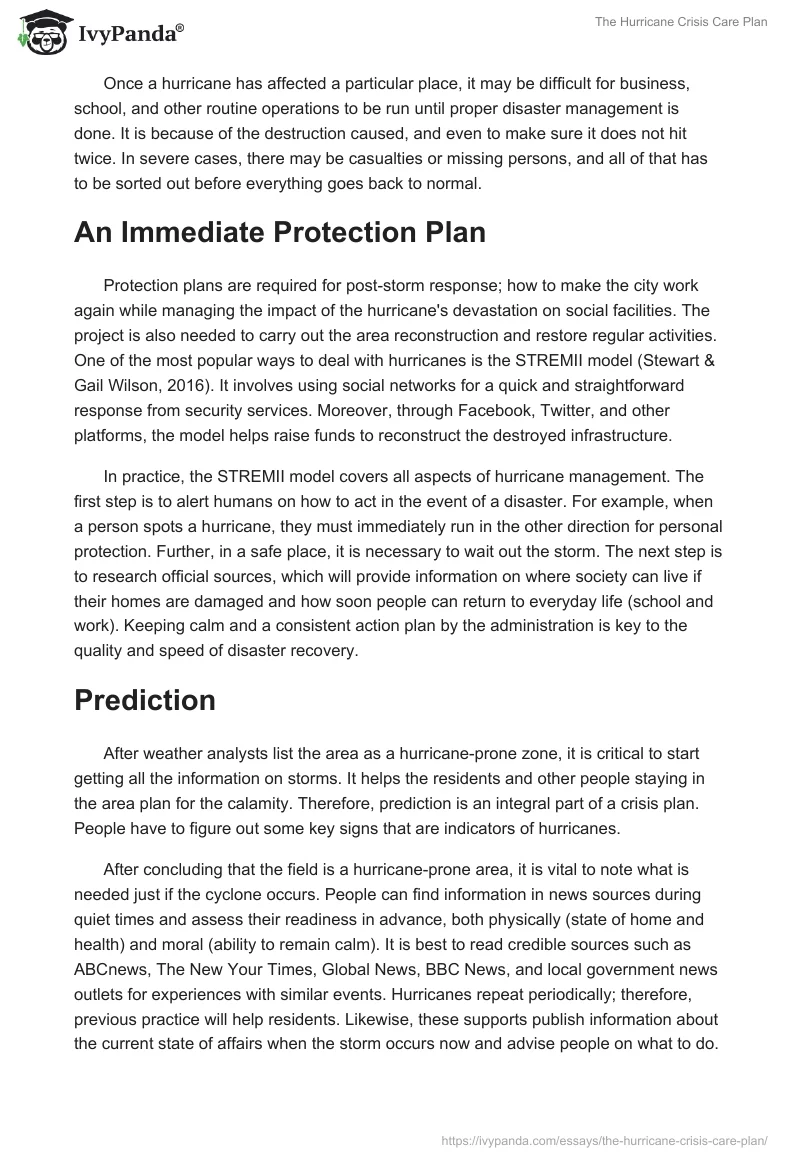 The Hurricane Crisis Care Plan. Page 2