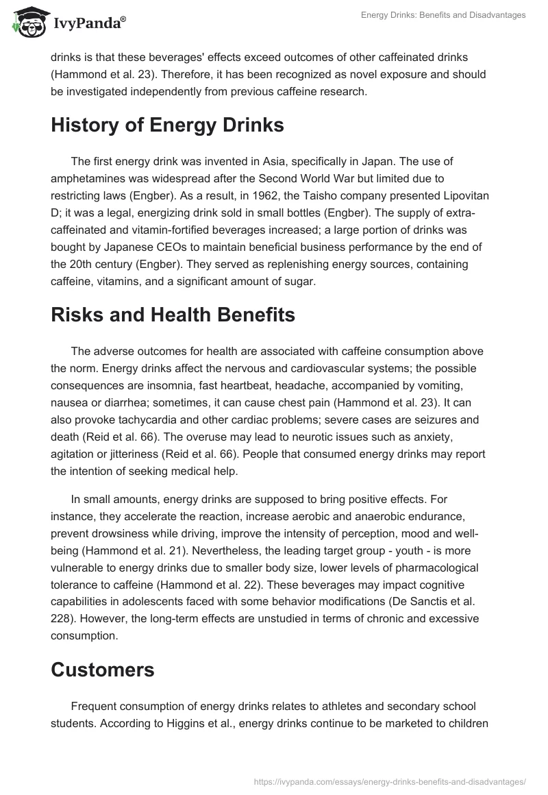 Energy Drinks: Benefits and Disadvantages. Page 2
