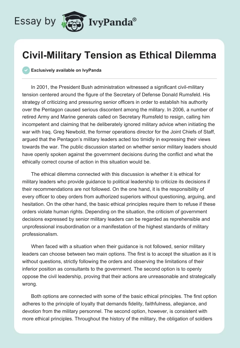 Civil-Military Tension as Ethical Dilemma. Page 1