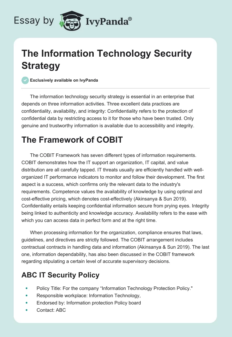 The Information Technology Security Strategy. Page 1