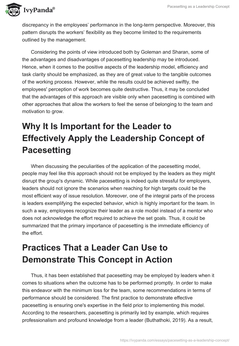 Pacesetting as a Leadership Concept. Page 2