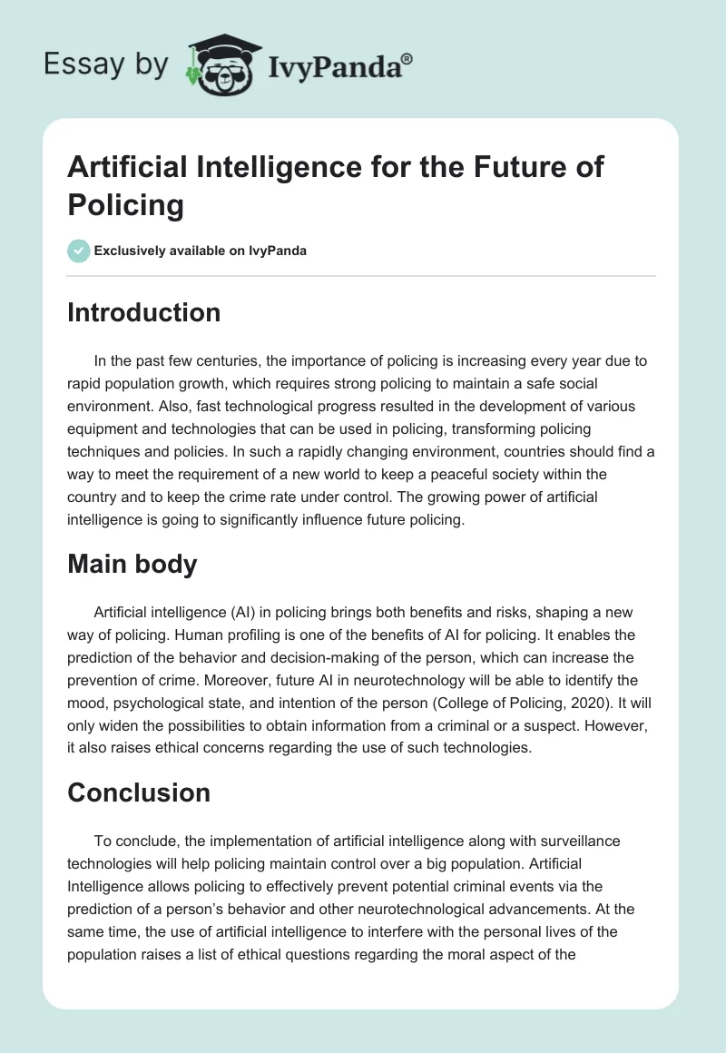 Artificial Intelligence for the Future of Policing. Page 1