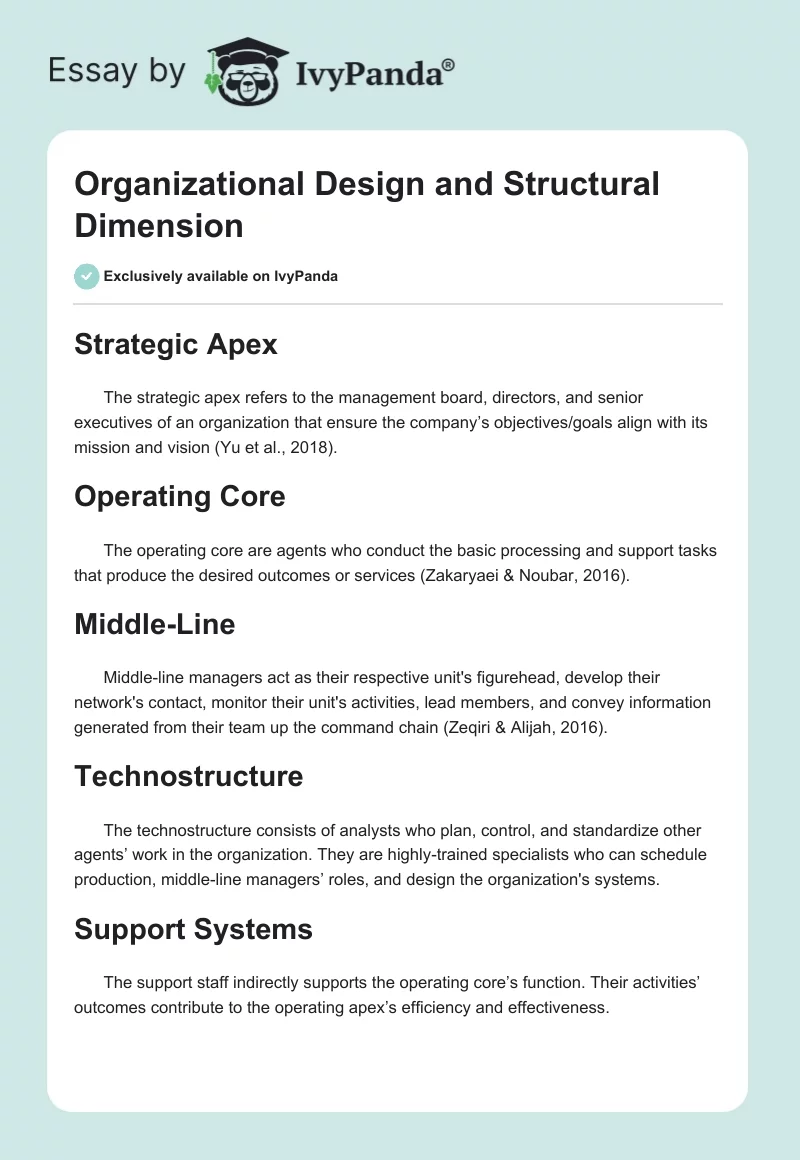Organizational Design and Structural Dimension. Page 1