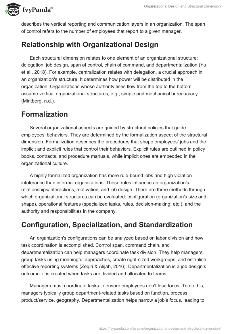 Organizational Design and Structural Dimension. Page 4