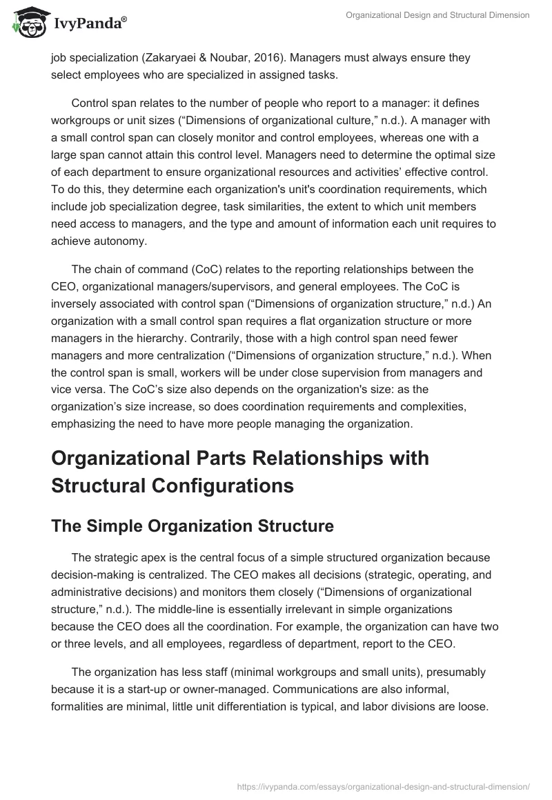 Organizational Design and Structural Dimension. Page 5