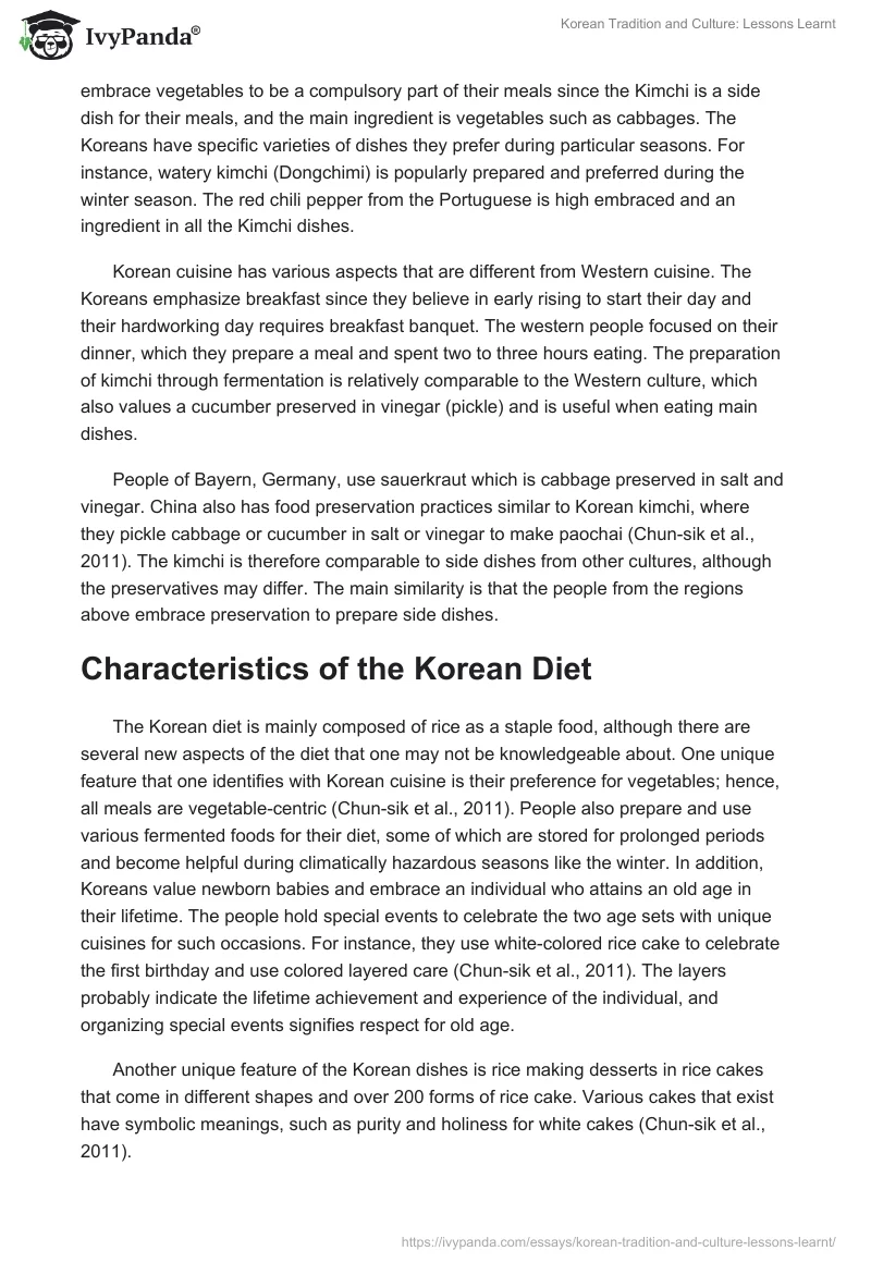 Korean Tradition and Culture: Lessons Learnt. Page 3