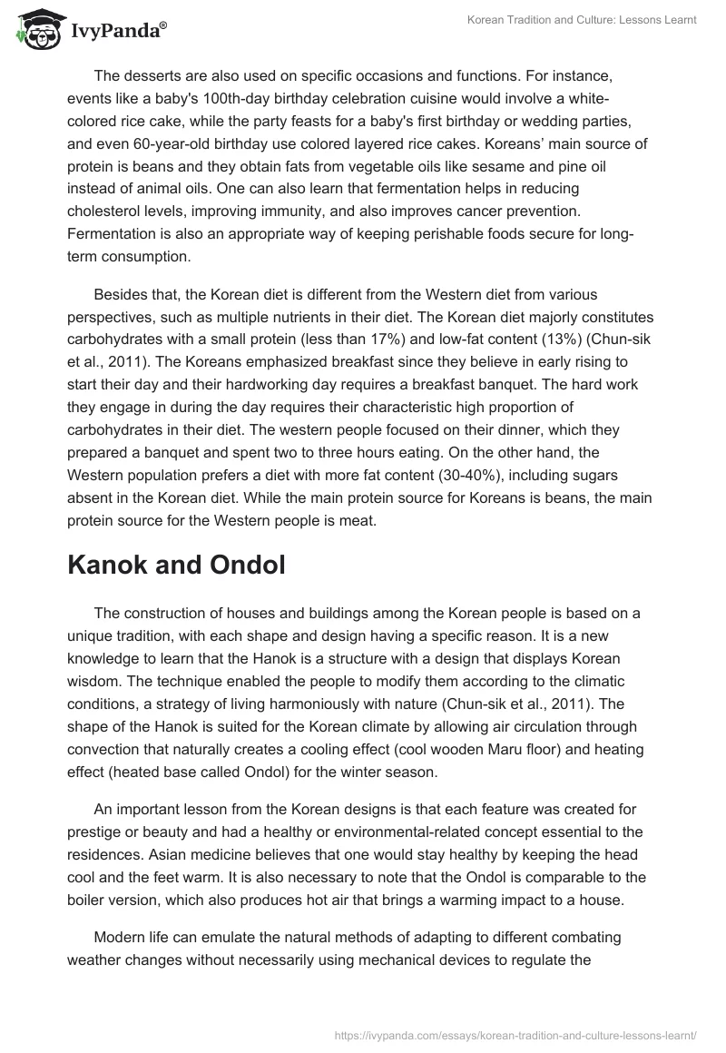 Korean Tradition and Culture: Lessons Learnt. Page 4