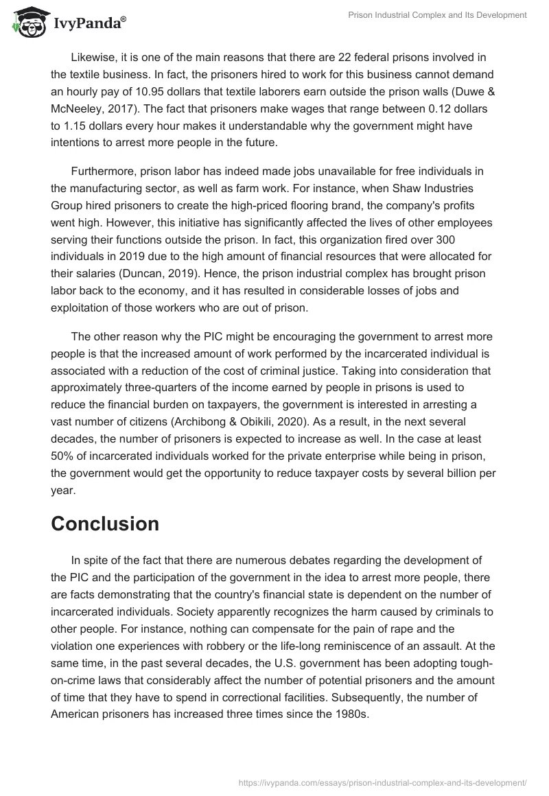 Prison Industrial Complex and Its Development. Page 4