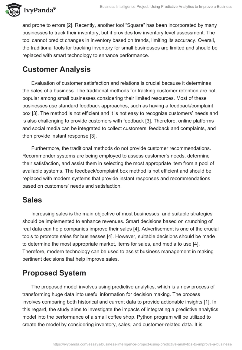 Business Intelligence Project: Using Predictive Analytics to Improve a Business. Page 3