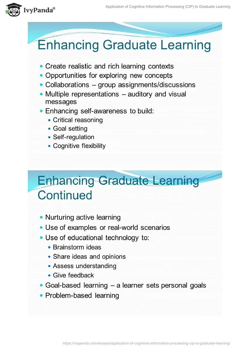 Application of Cognitive Information Processing (CIP) to Graduate Learning. Page 4