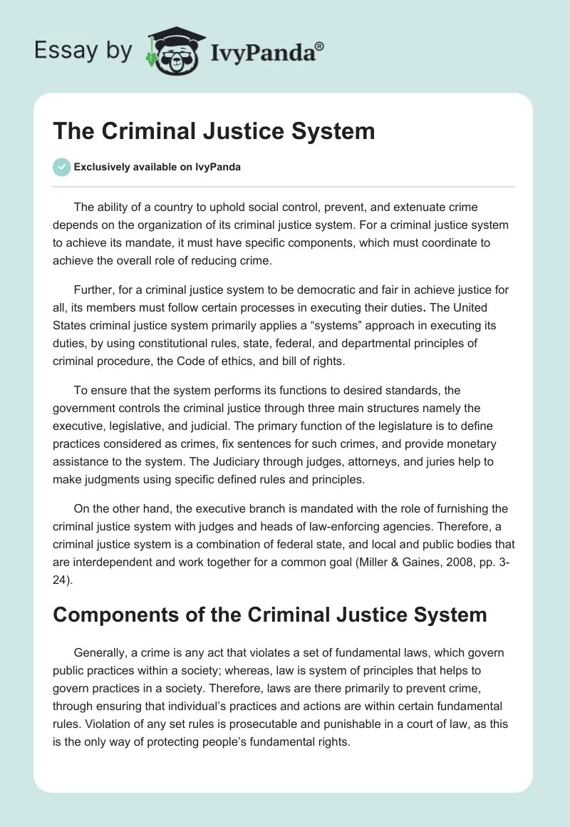 The Criminal Justice System. Page 1