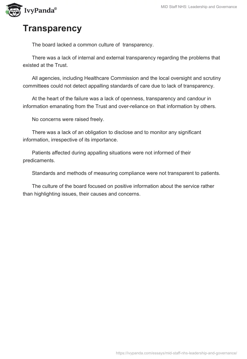 MID Staff NHS: Leadership and Governance. Page 5