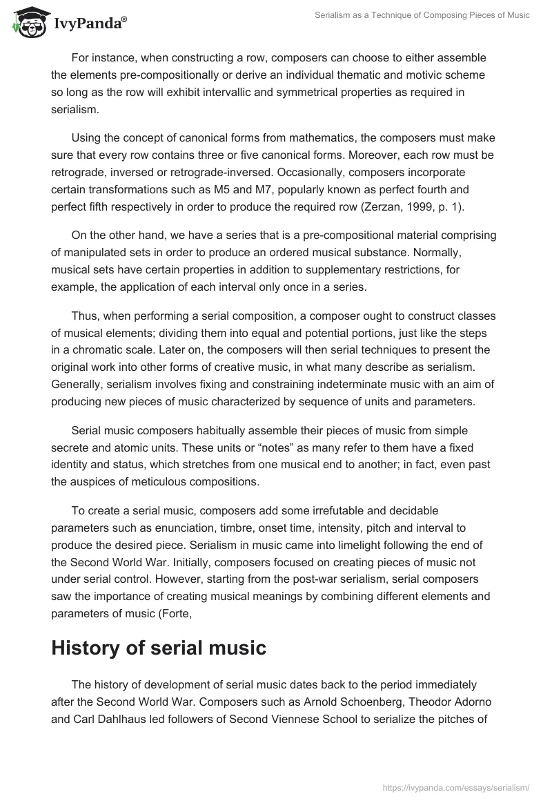 Serialism as a Technique of Composing Pieces of Music. Page 3