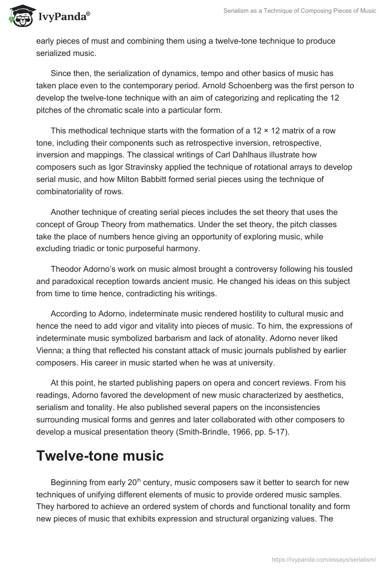 Serialism as a Technique of Composing Pieces of Music. Page 4