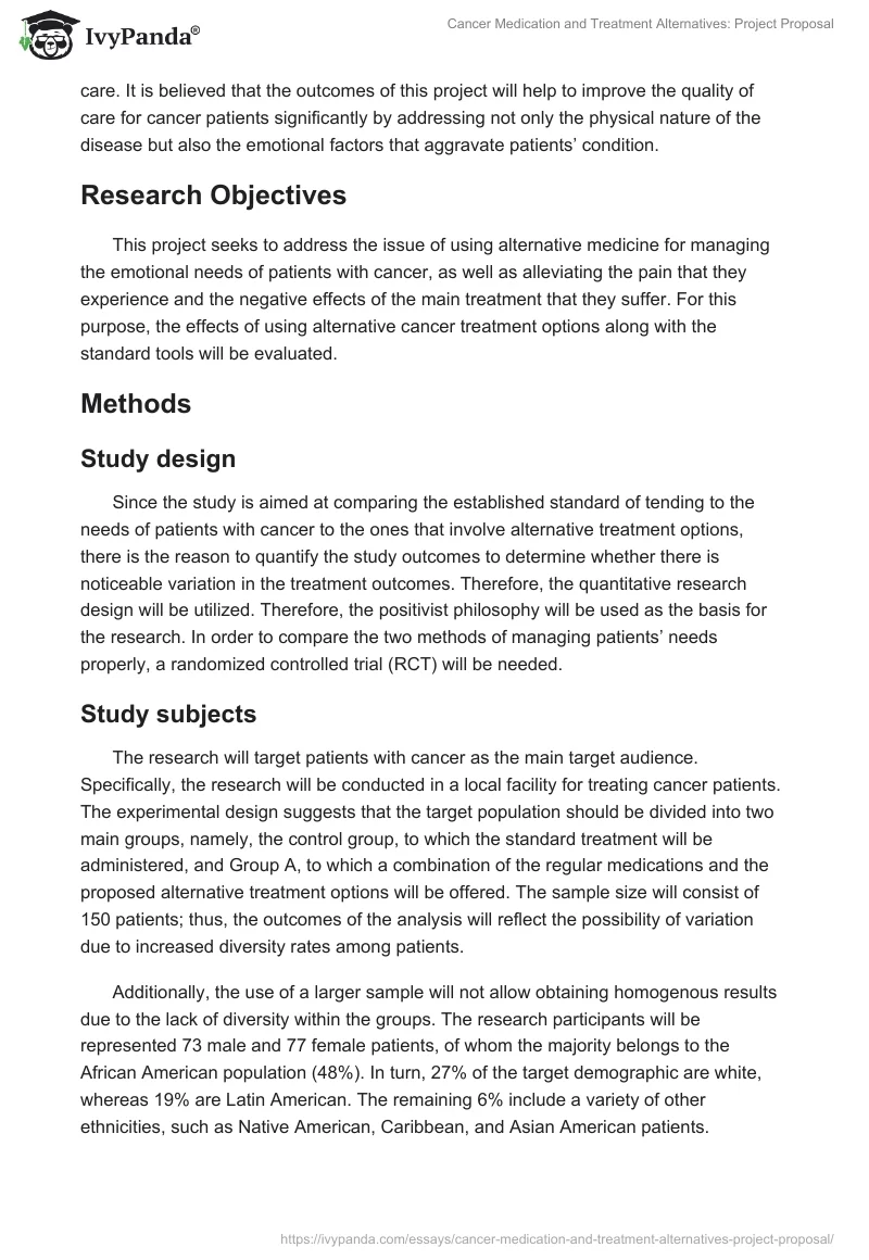 Cancer Medication and Treatment Alternatives: Project Proposal. Page 3