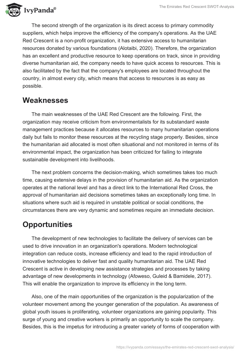 The Emirates Red Crescent SWOT-Analysis. Page 2