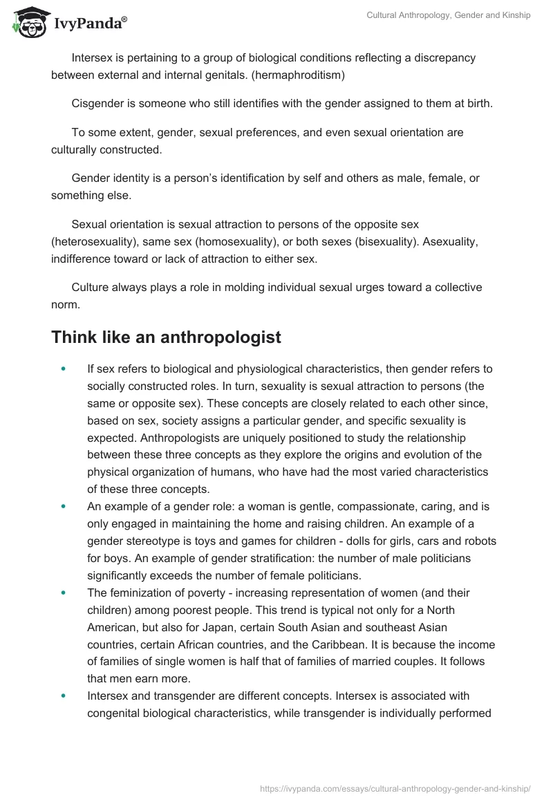 Cultural Anthropology, Gender and Kinship. Page 2