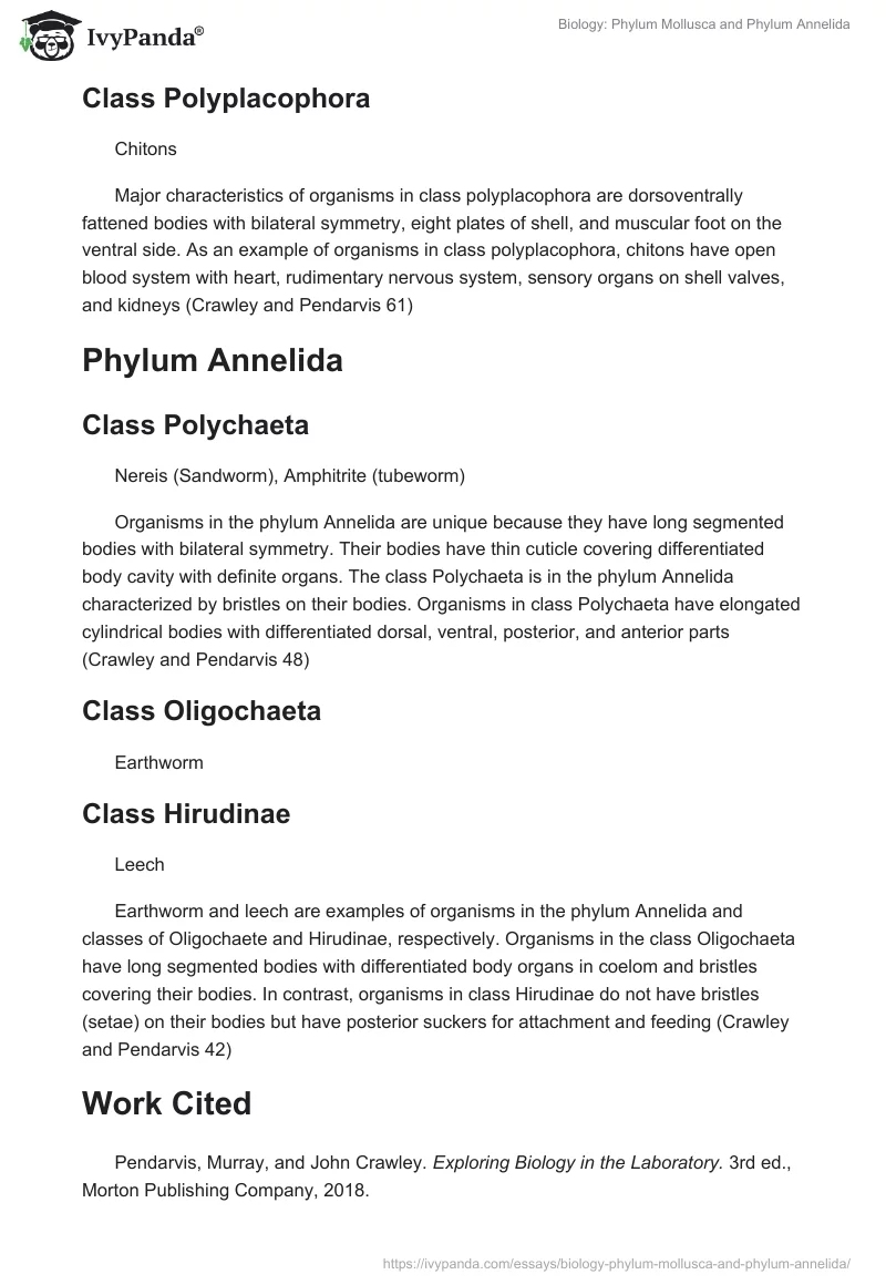 Biology: Phylum Mollusca and Phylum Annelida. Page 2