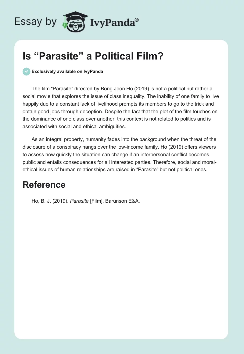 Is “Parasite” a Political Film?. Page 1