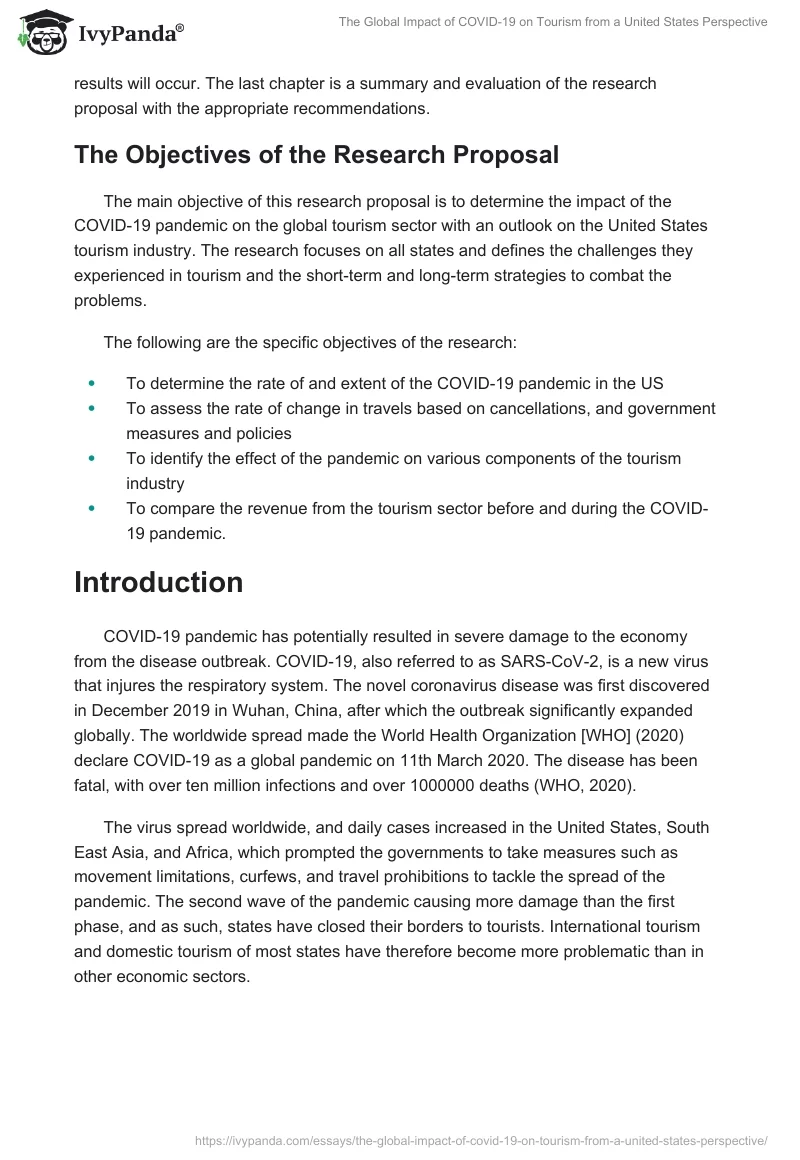 The Global Impact of COVID-19 on Tourism From a United States Perspective. Page 2