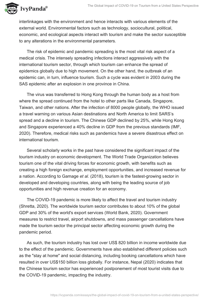 The Global Impact of COVID-19 on Tourism From a United States Perspective. Page 4