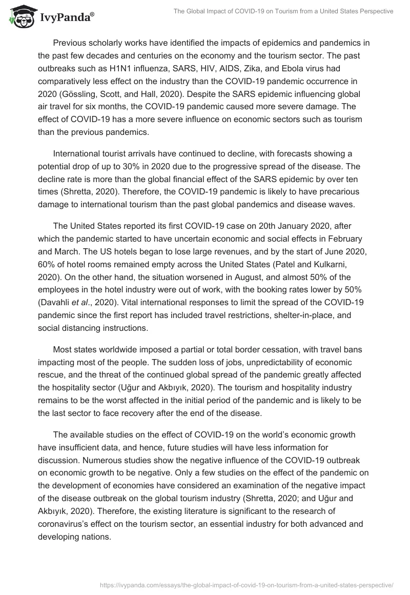 The Global Impact of COVID-19 on Tourism From a United States Perspective. Page 5