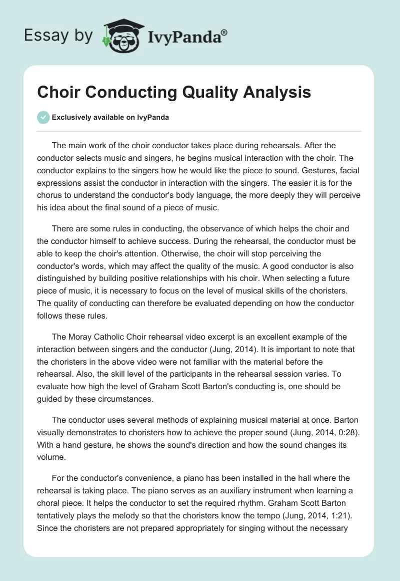 Choir Conducting Quality Analysis. Page 1