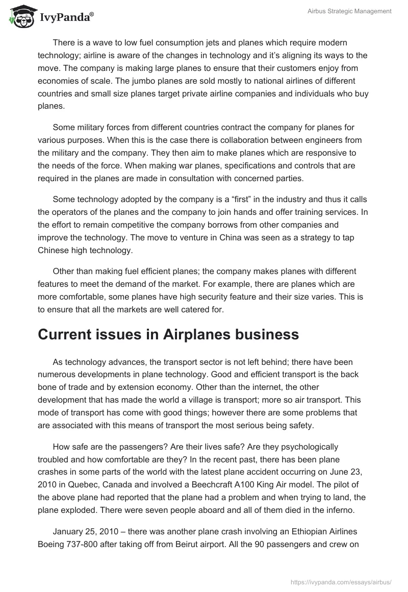 Airbus Strategic Management. Page 3