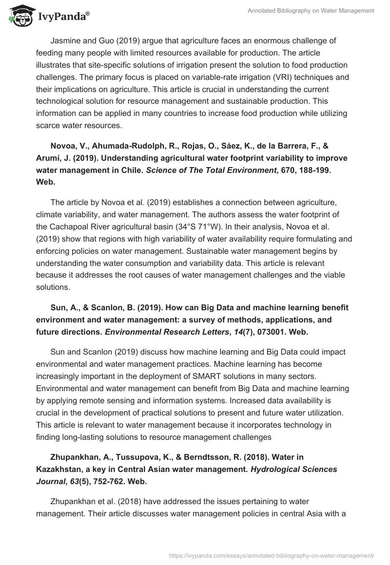 Annotated Bibliography on Water Management. Page 3