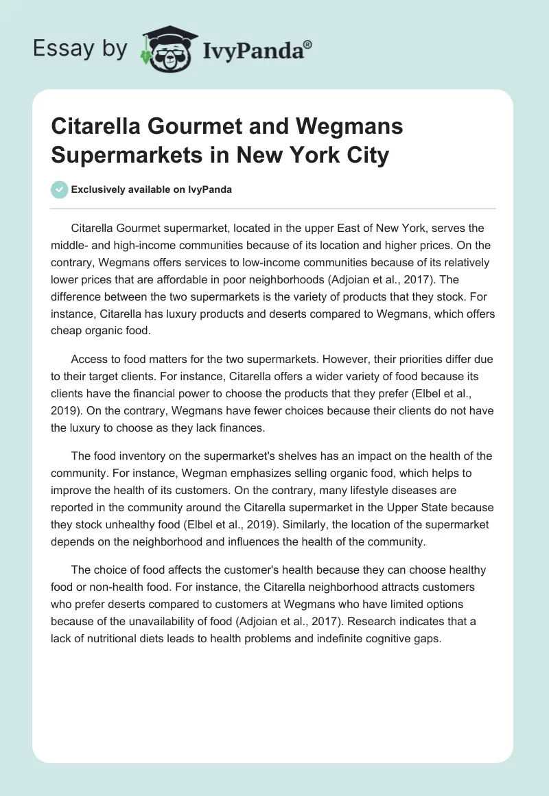 Citarella Gourmet and Wegmans Supermarkets in New York City. Page 1