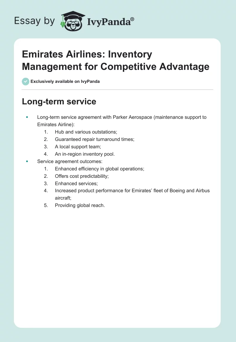 Emirates Airlines: Inventory Management for Competitive Advantage. Page 1