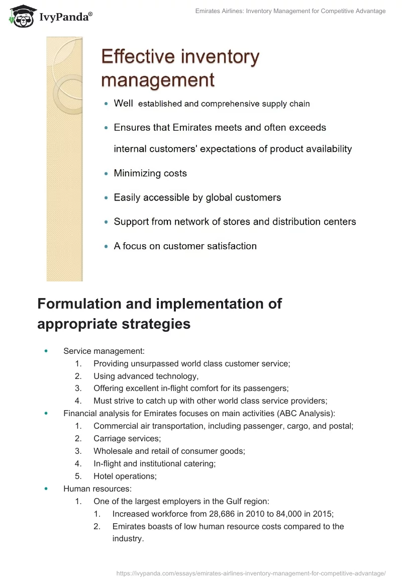 Emirates Airlines: Inventory Management for Competitive Advantage. Page 3