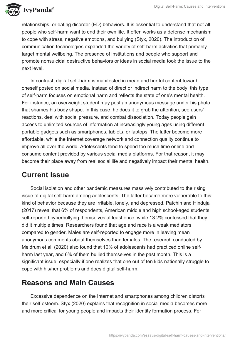 Digital Self-Harm: Causes and Interventions. Page 2
