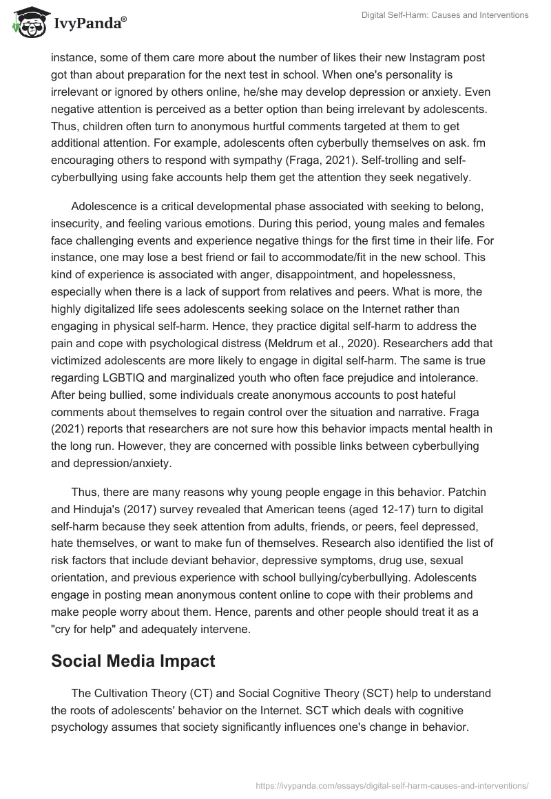 Digital Self-Harm: Causes and Interventions. Page 3