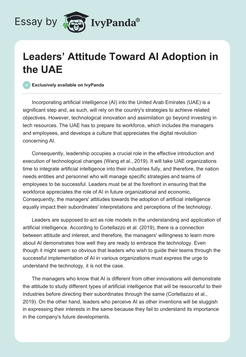 Leaders’ Attitude Toward AI Adoption in the UAE. Page 1