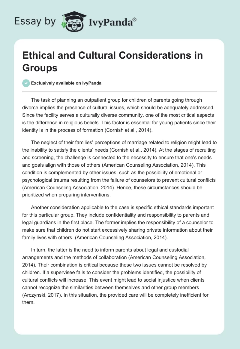 Ethical and Cultural Considerations in Groups. Page 1