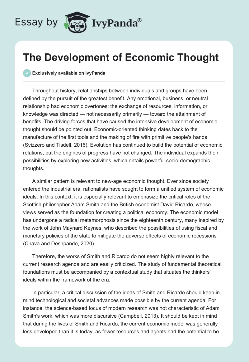 The Development of Economic Thought. Page 1