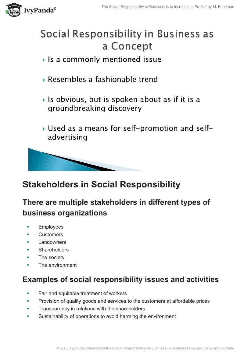 "The Social Responsibility of Business Is to Increase its Profits” by M. Friedman. Page 3