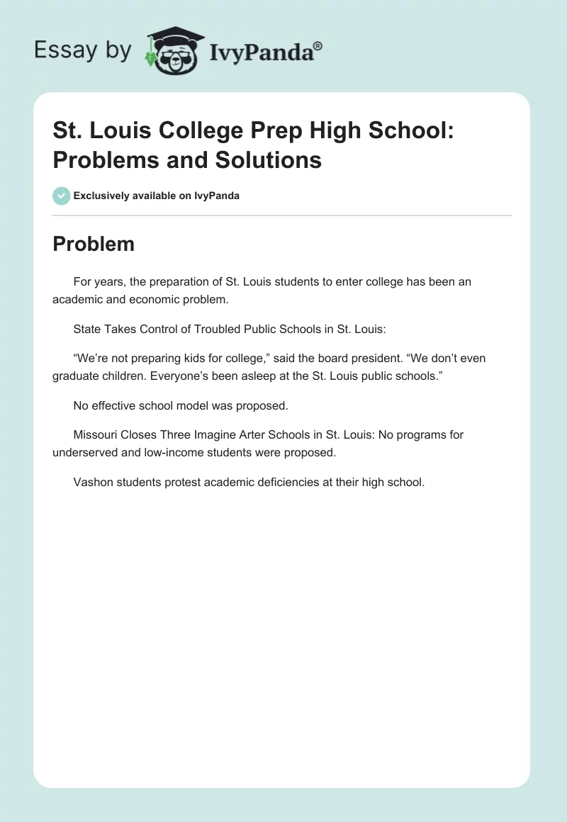 St. Louis College Prep High School: Problems and Solutions. Page 1