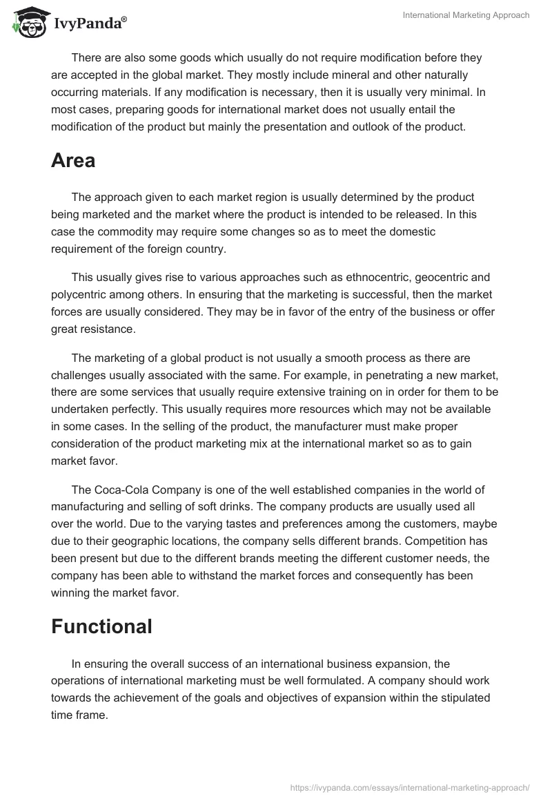 International Marketing Approach. Page 2