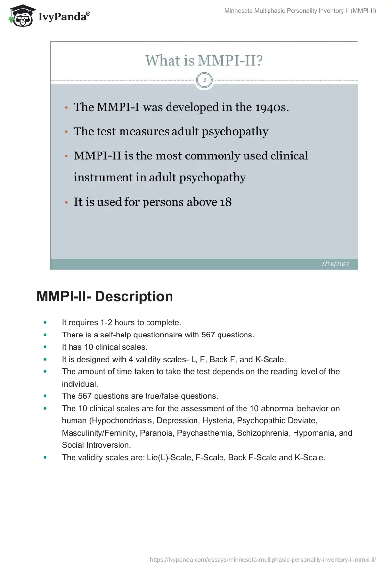 Minnesota Multiphasic Personality Inventory II (MMPI-II). Page 3