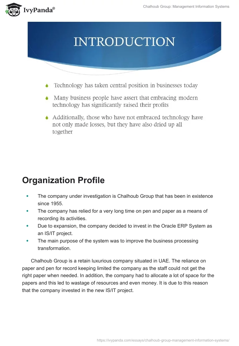 Chalhoub Group: Management Information Systems. Page 2